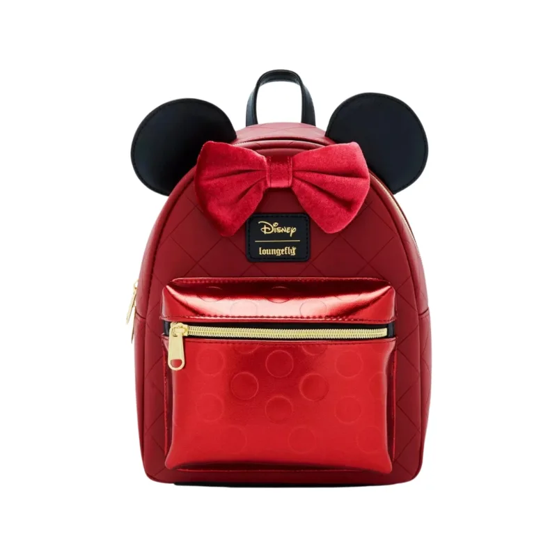 Loungefly Disney Minnie Mouse Burgundy Velvet Bow Mini Backpack