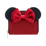 Loungefly Disney Minnie Mouse Burgundy Velvet Bow Mini Zipper Wallet