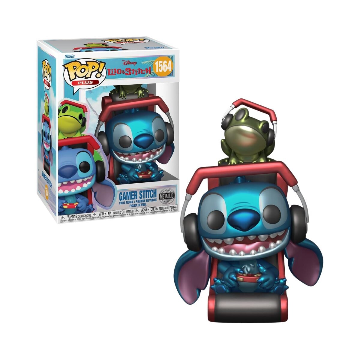 Funko Pop! Plus Gamer Stitch - 1564 (Metallic) (1) Funko Pop! Plus Gamer Stitch - 1564 (Metallic)