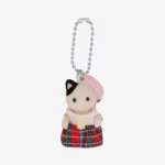 Calico Critters School Girl Tuxedo Cat Baby Floked 3D Keychain