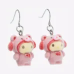 Flocked Latte Bear My Melody Earrings Sanrio Hello Kitty and Friends - Imagen 3