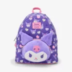 Kuromi Hearts Plush Face Mini Backpack Loungefly Sanrio
