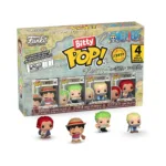 Funko Pop! Bitty Monkey D. Luffy, Roronoa Zoro, Axe Hand Morgan, and Shanks 4 Pack - One Piece