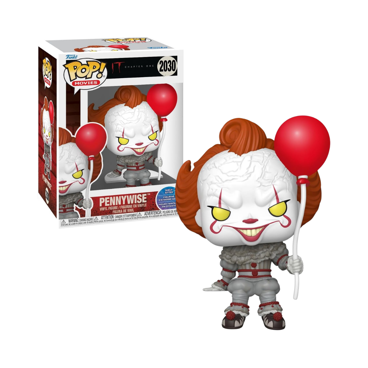 Funko Pop! Movies_ Pennywise Shelf Sitter - 2030 - IT Chapter Two Funko Pop! Movies: Pennywise Shelf Sitter - 2030 - IT Chapter Two